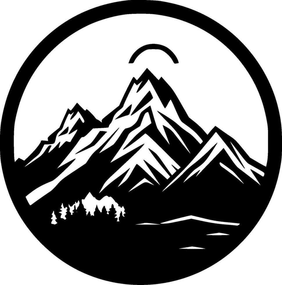 Mountain - Black and White Isolated Icon - Vector illustration