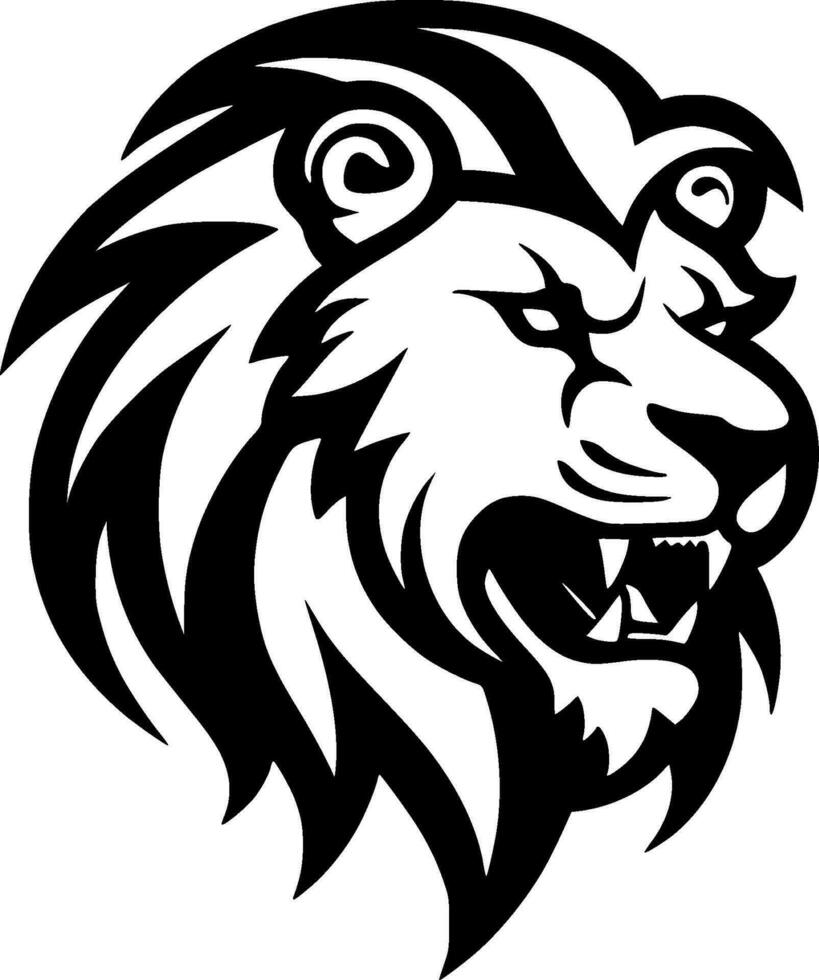 Lion - Black and White Isolated Icon - Vector illustration