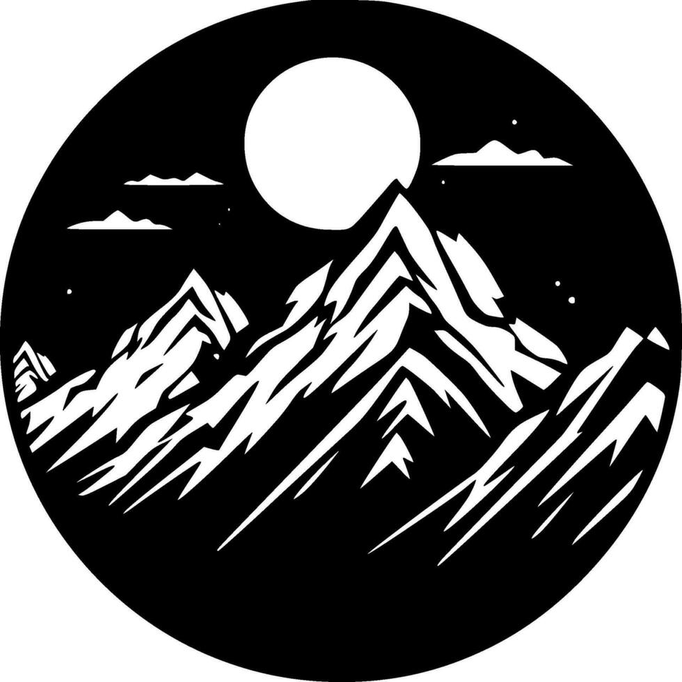 Mountains - Black and White Isolated Icon - Vector illustration