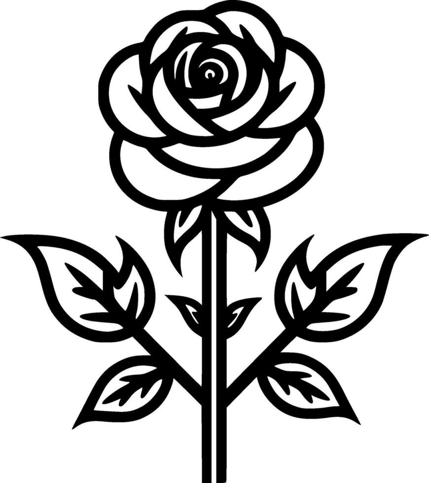 Roses - Black and White Isolated Icon - Vector illustration