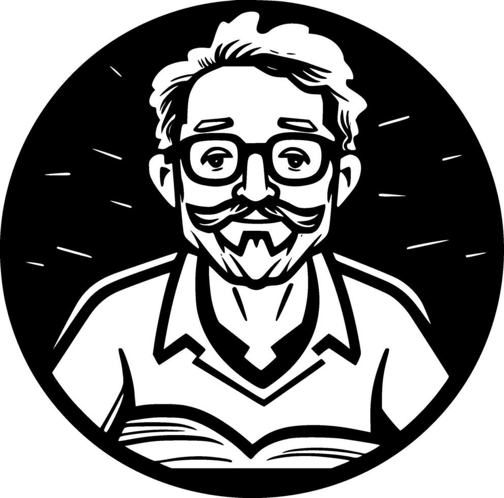 Teacher, Black and White Vector illustration