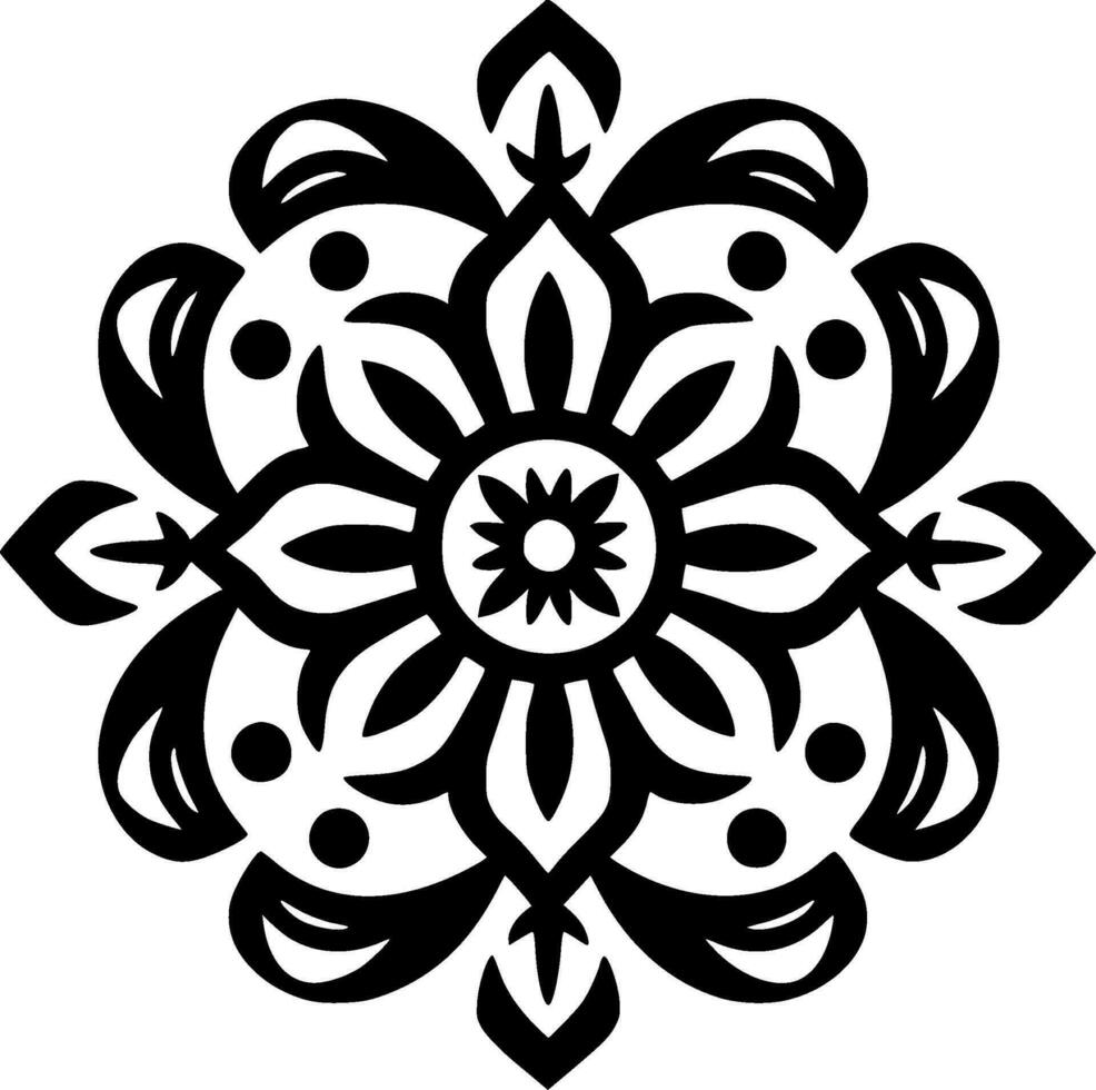 Mandala - Black and White Isolated Icon - Vector illustration