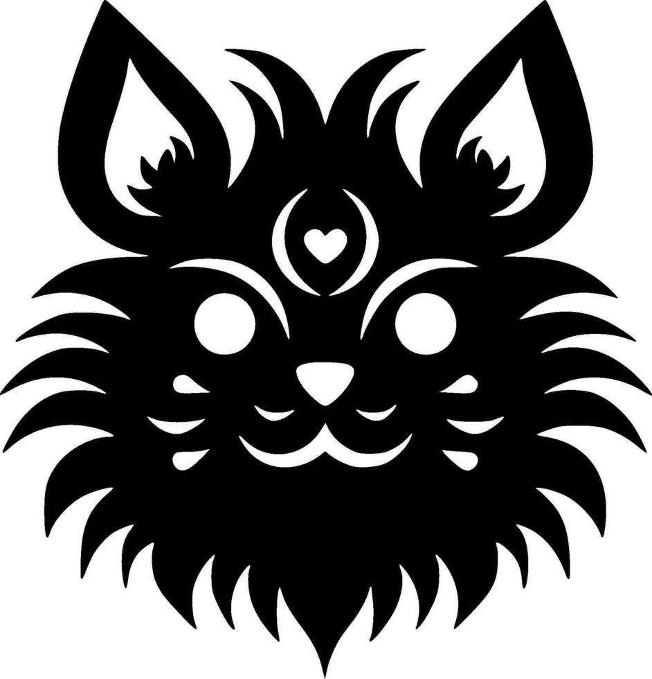 gato - negro y blanco aislado icono - vector ilustración