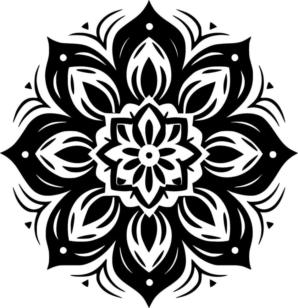 Mandala, Black and White Vector illustration