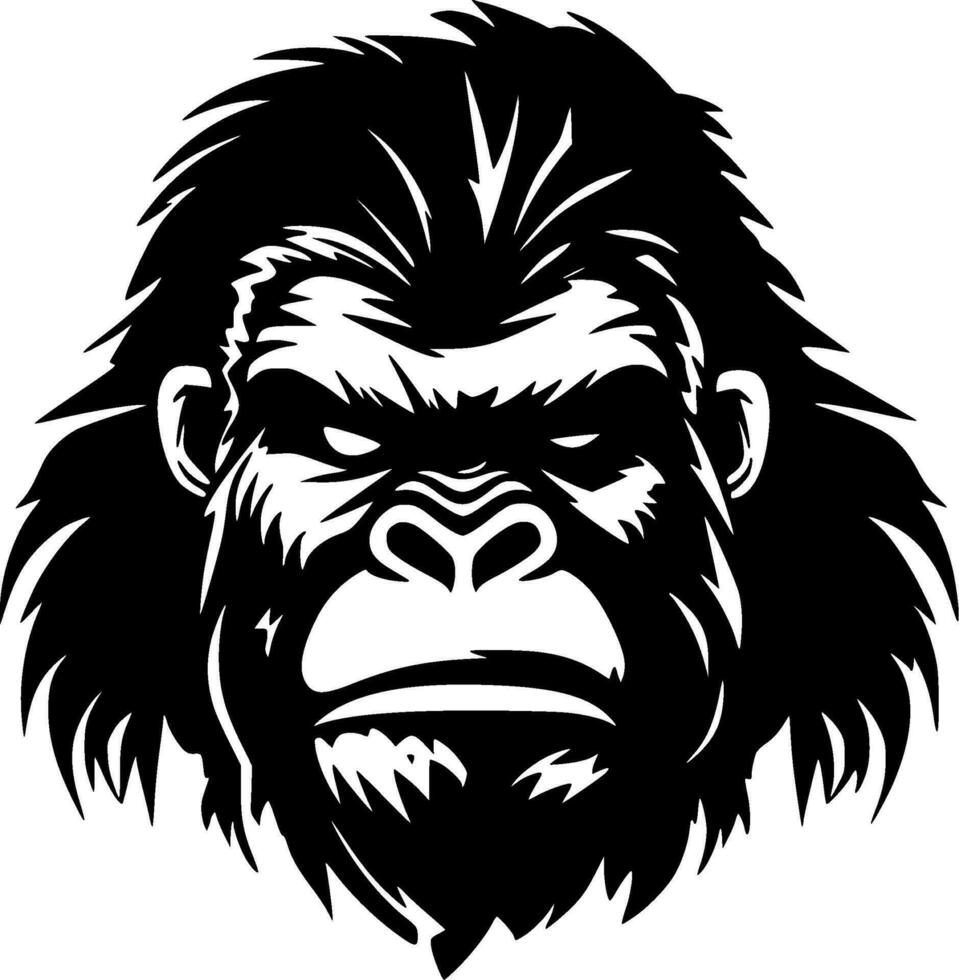 Gorilla, Black and White Vector illustration