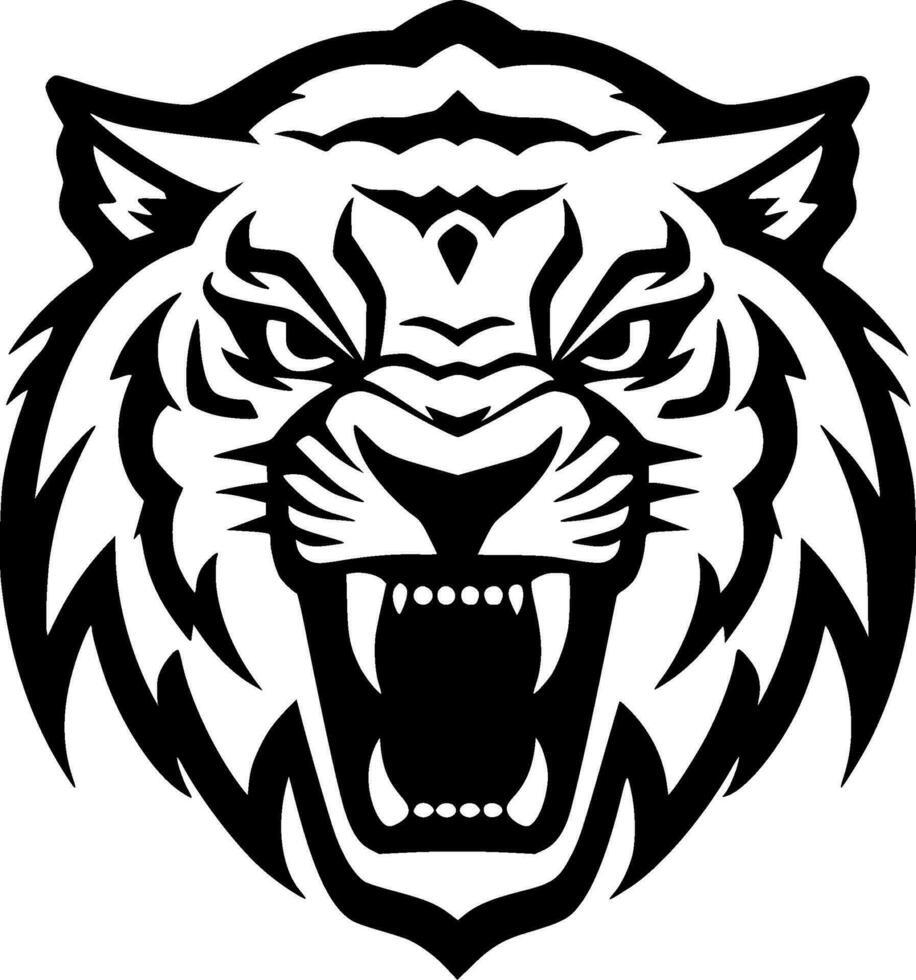 Tiger - Black and White Isolated Icon - Vector illustration