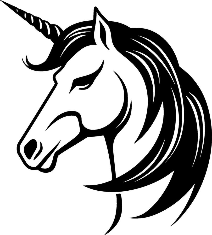 Unicorn, Black and White Vector illustration