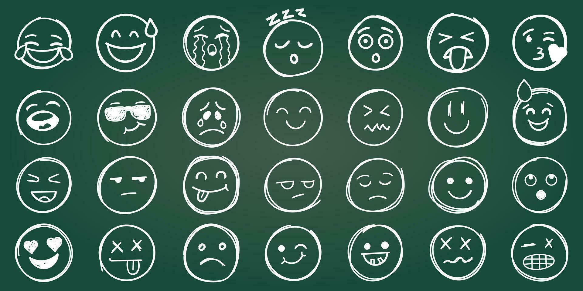 Emojis faces icon in hand drawn style. Doddle emoticons vector illustration on isolated background. Happy and sad face sign business concept.