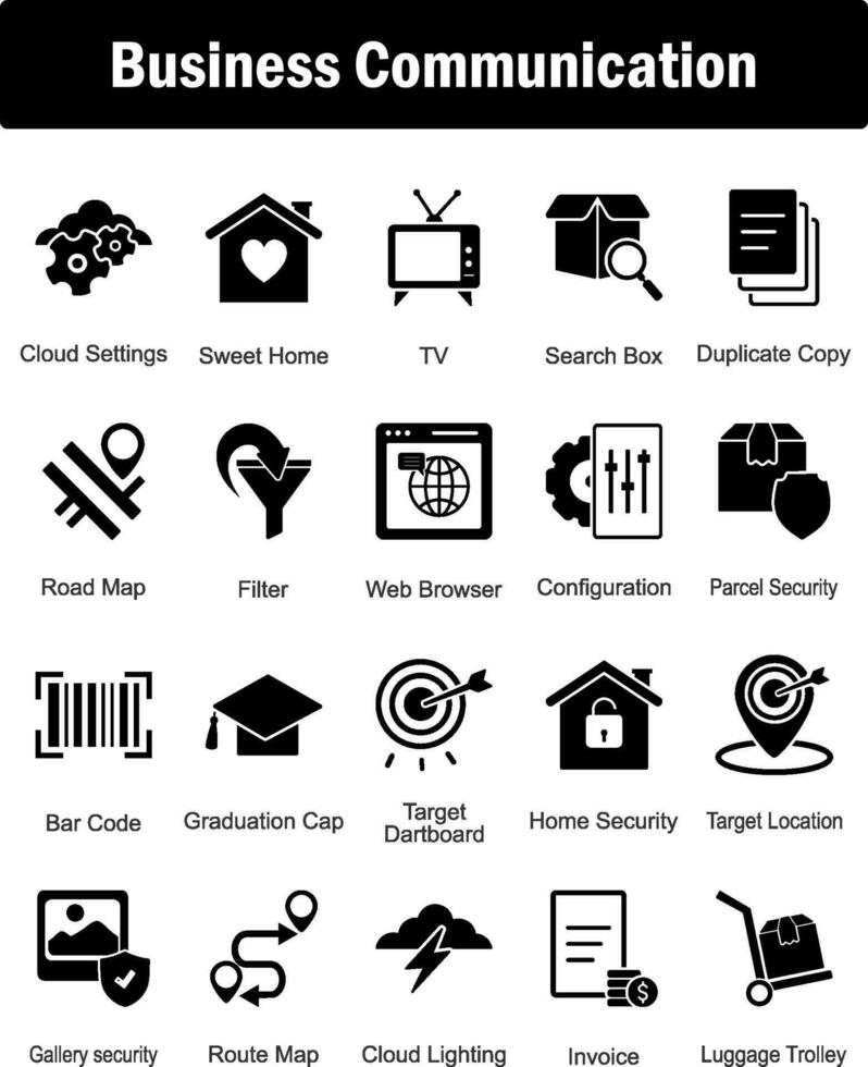un conjunto de 20 negocio íconos como nube ajustes, dulce hogar, televisión vector