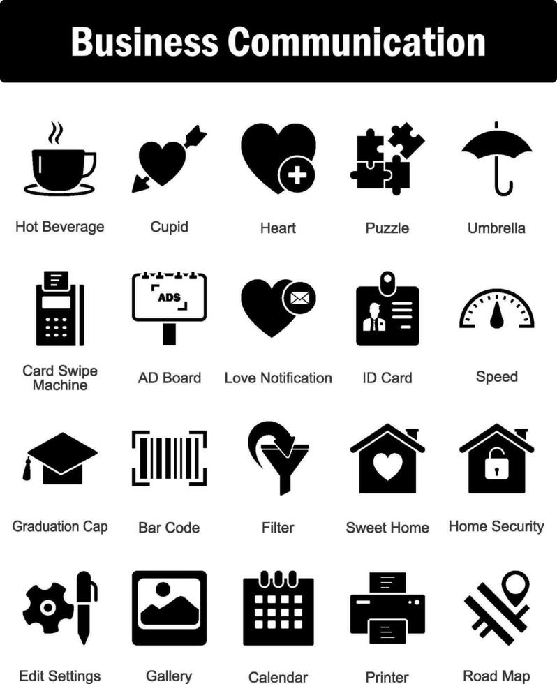 A set of 20 Business icons as hot bevarage, cupid, heart vector