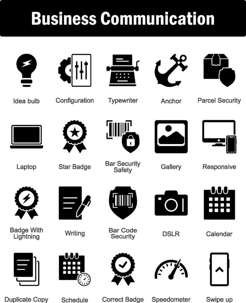 A set of 20 Business icons as idea bulb, configuration, typewriter vector