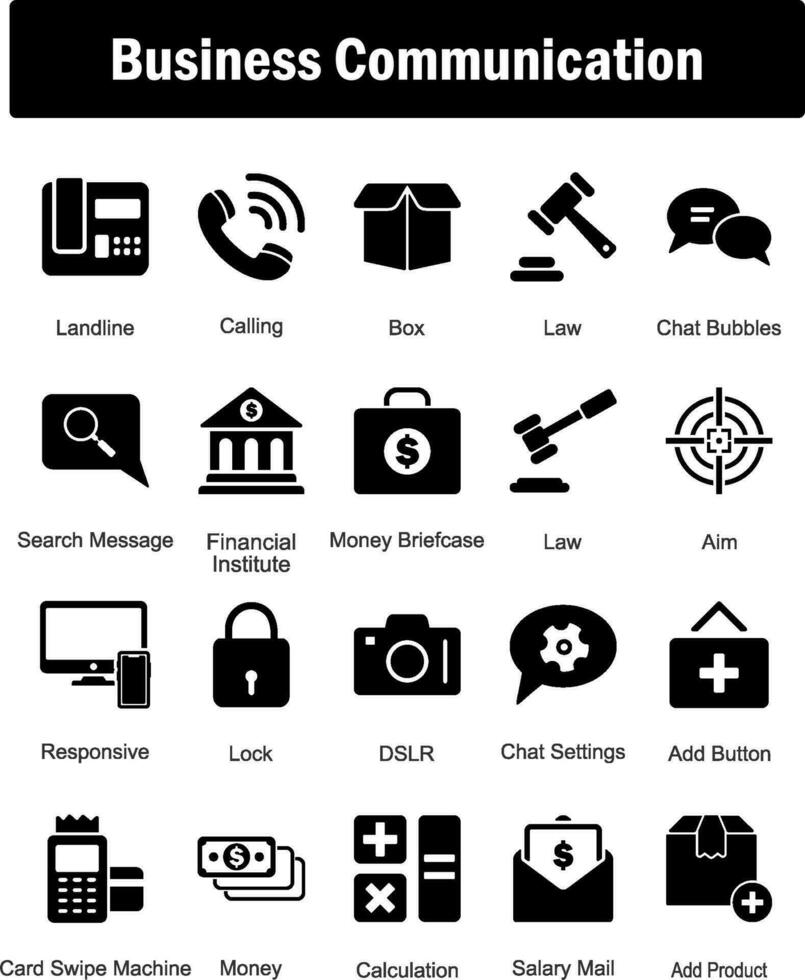 un conjunto de 20 negocio íconos como teléfono fijo, vocación, caja vector