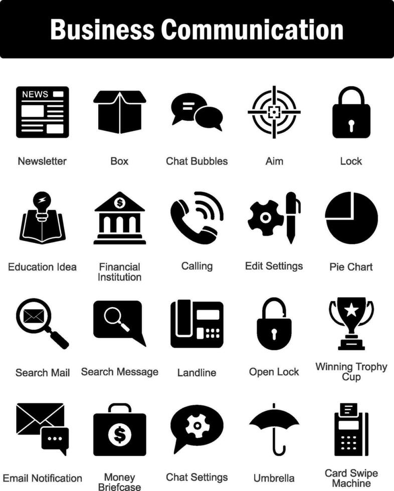 A set of 20 Business icons as newsletter, box, chat bubbles vector