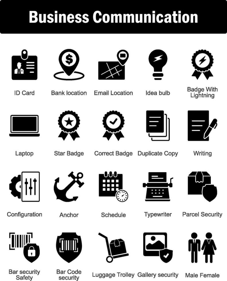 A set of 20 Business icons as id card, bank location, email location vector