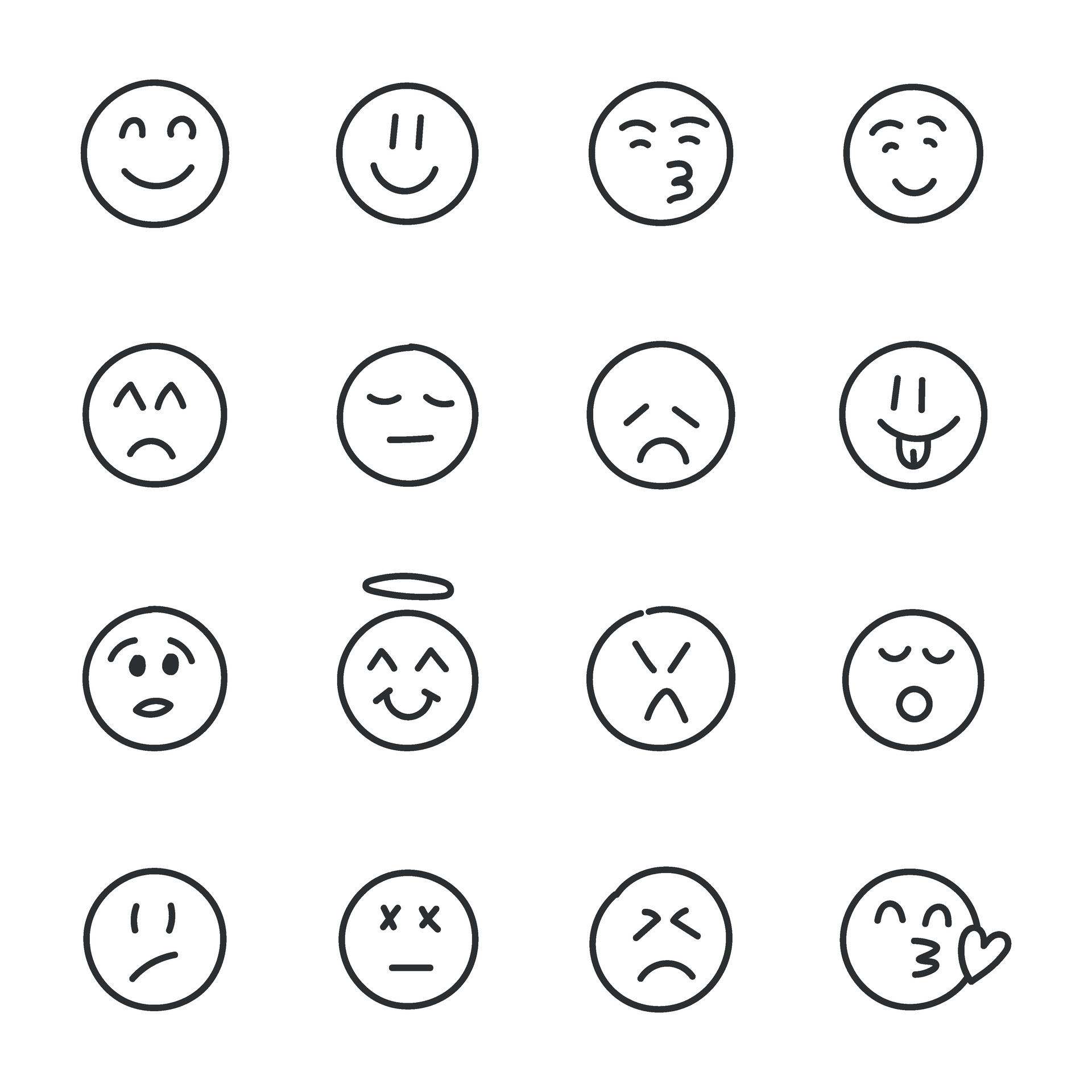 Emojis faces icon in hand drawn style. Doddle emoticons vector ...