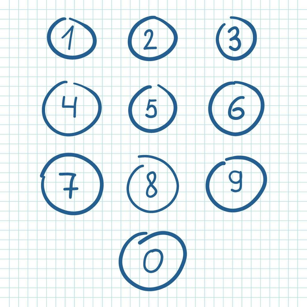Numbers icon in hand drawn style. Number vector illustration on isolated background. Characters sign business concept.