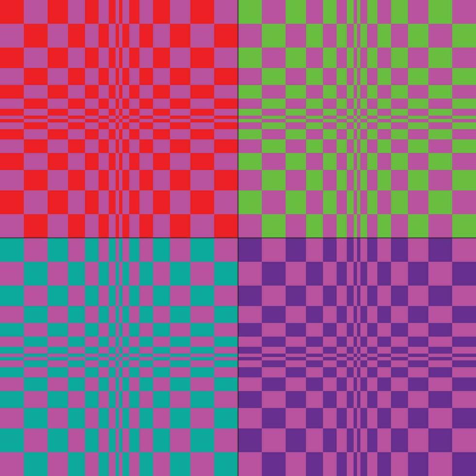 op art pink vector patterns with checkerboard squares
