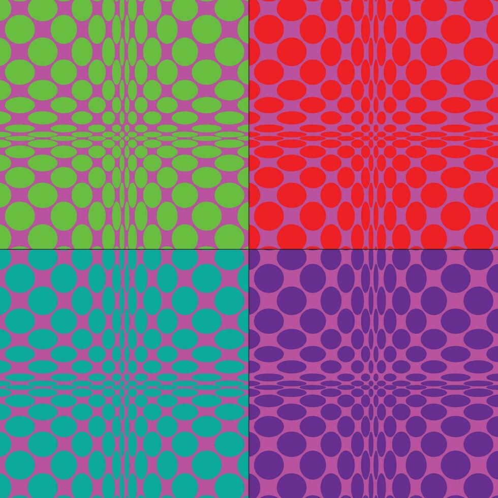 op art mod vector patterns with circles and bright colors