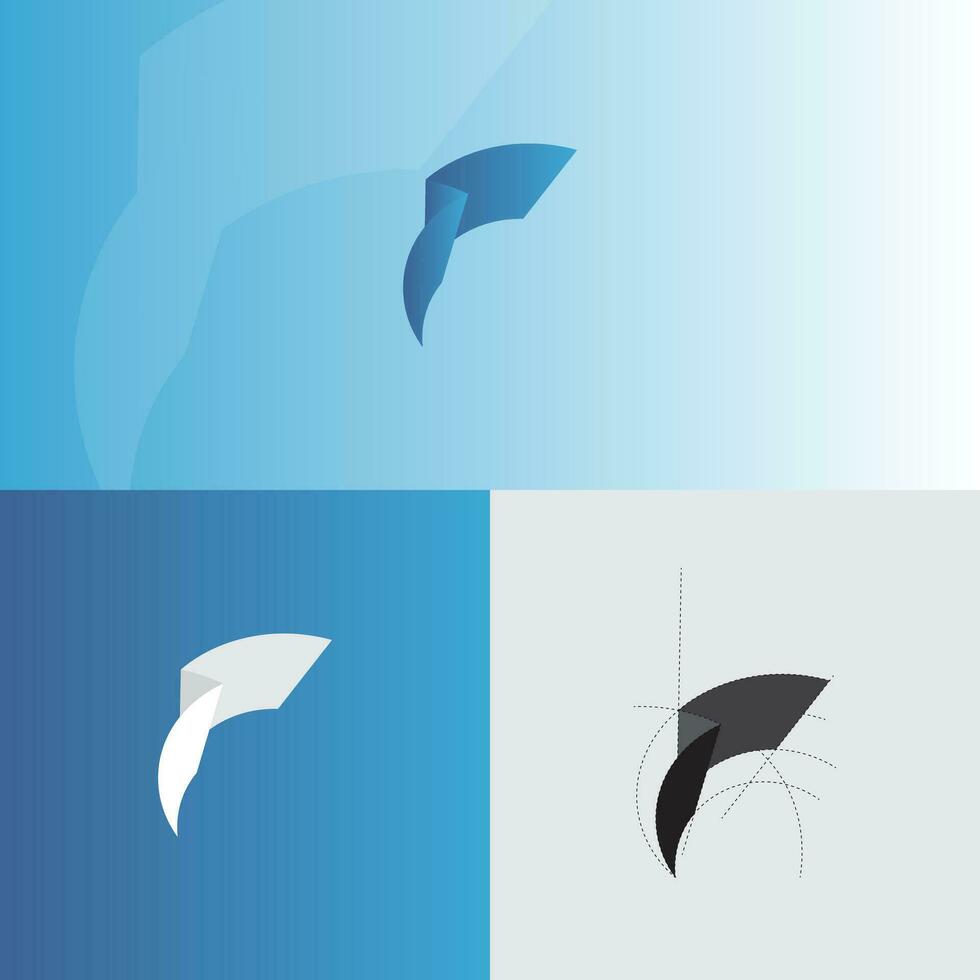 F pescado logo diseño vector