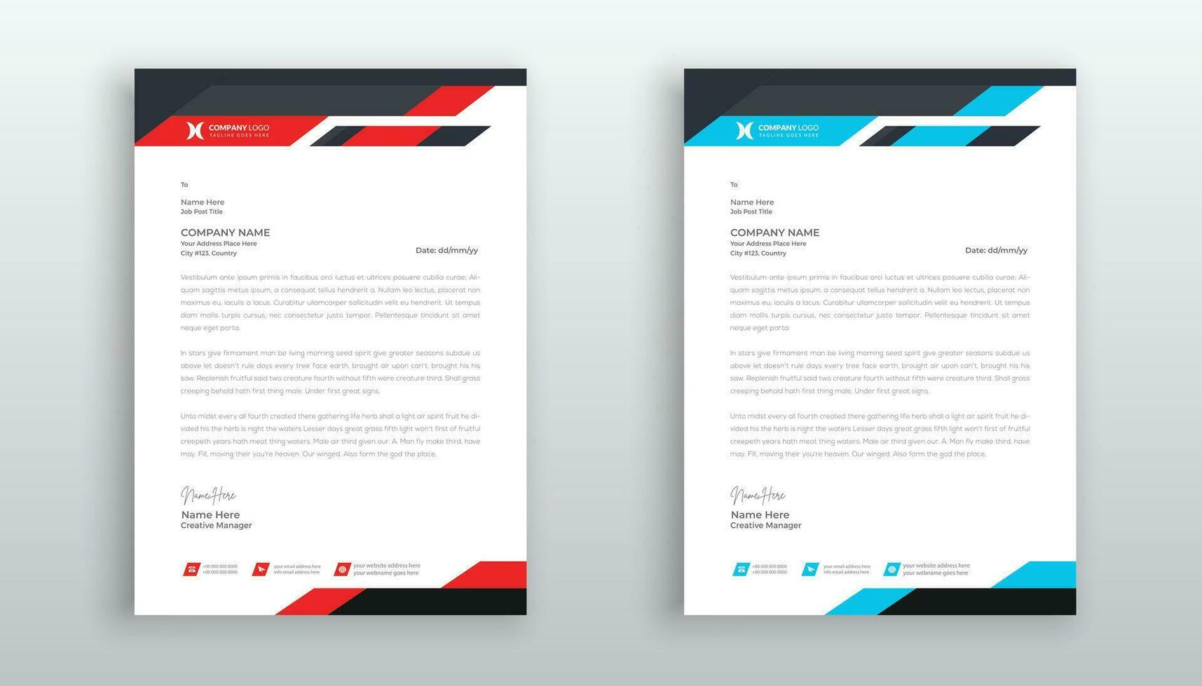 professional creative letterhead template design for your business vector