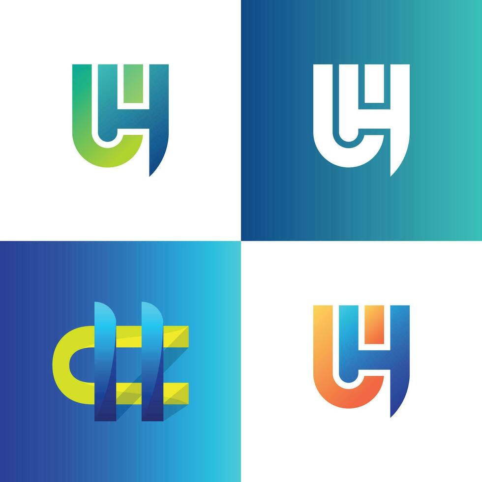 creative letter u and h logo design vector