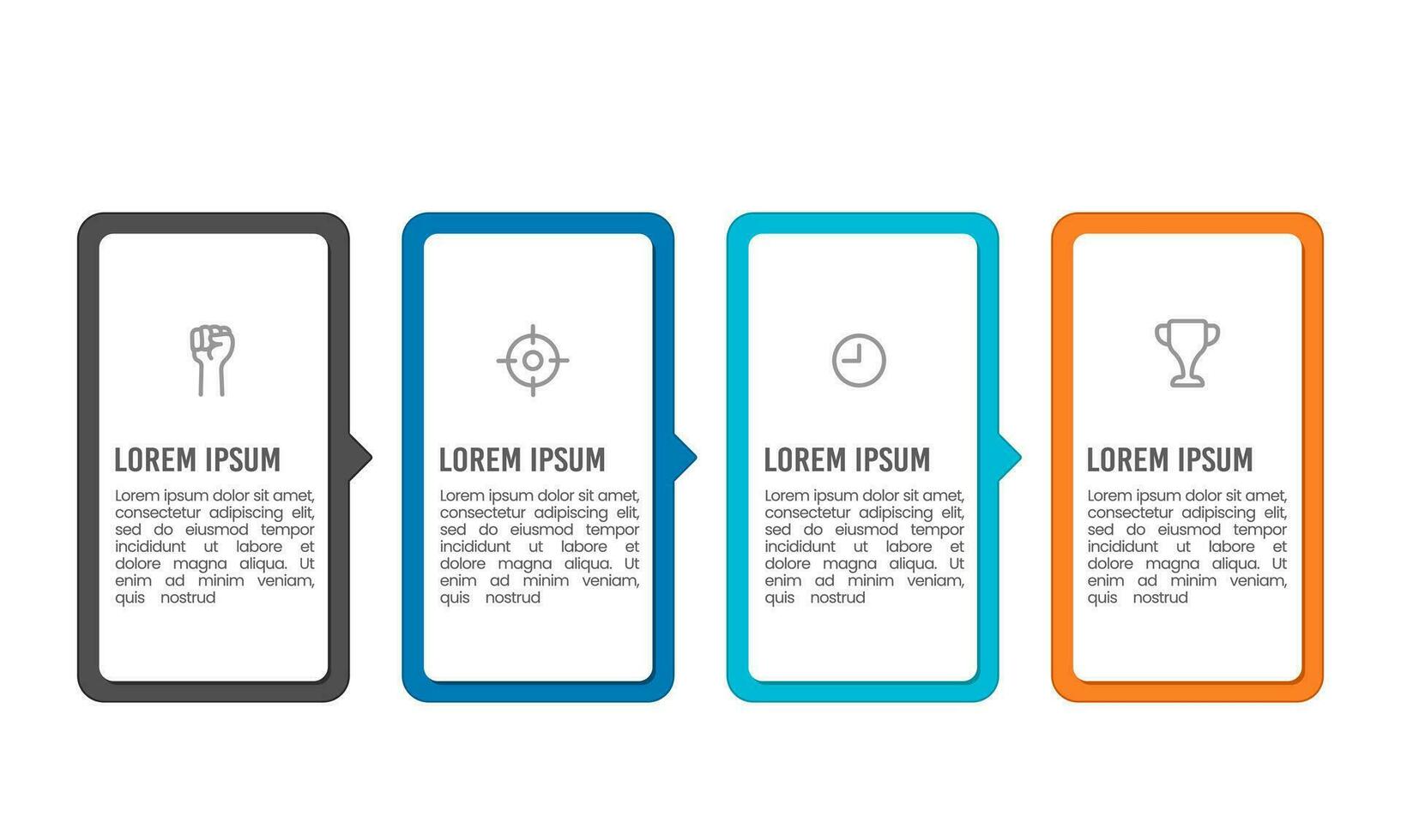 4 process Infographic frame with arrow elements design template. Vector illustration.