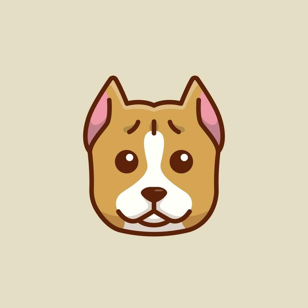 Cute avatar american staffordshire head simple cartoon vector illustration dog breeds nature concept icon isolated