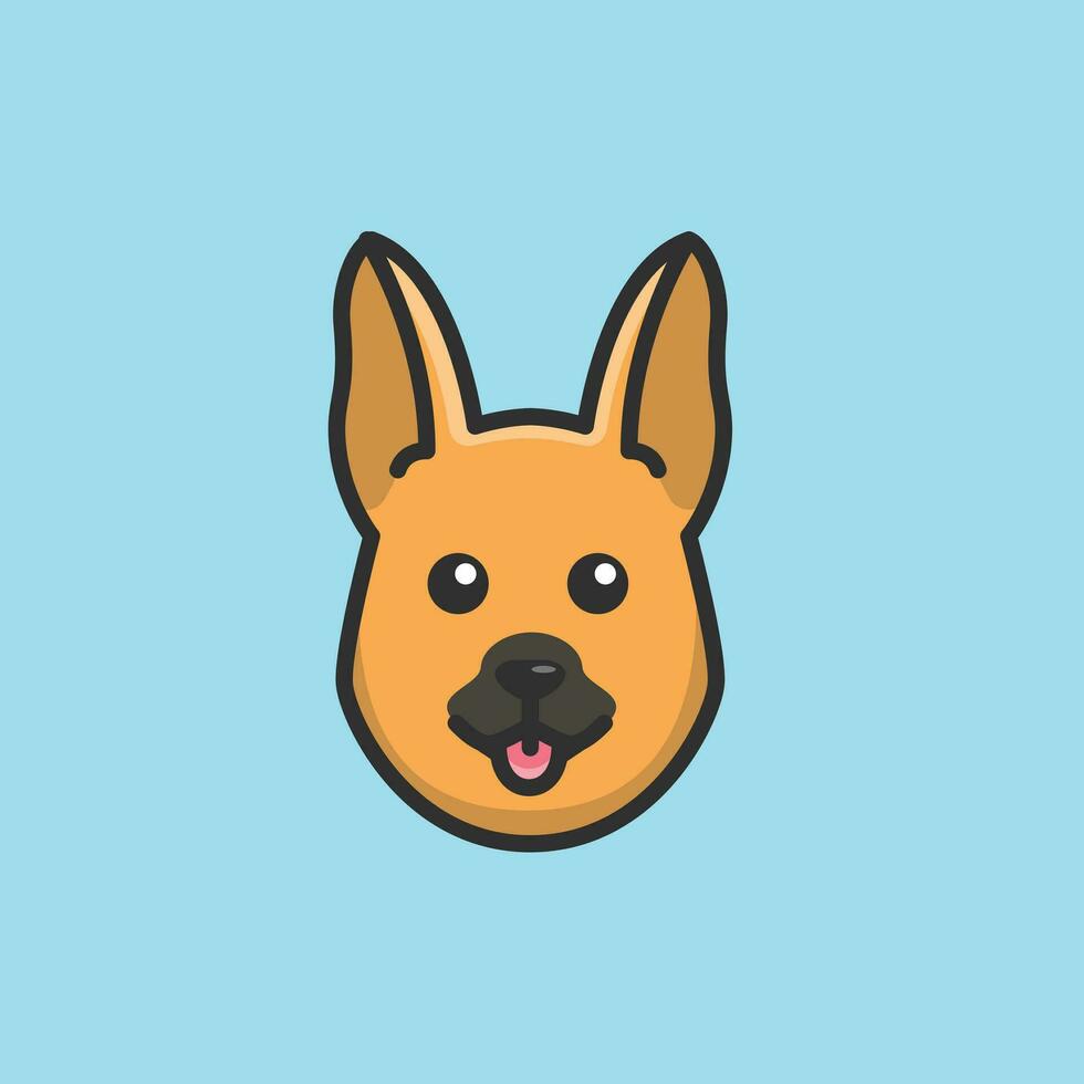 Cute avatar german shepherd head simple cartoon vector illustration dog breeds nature concept icon isolated