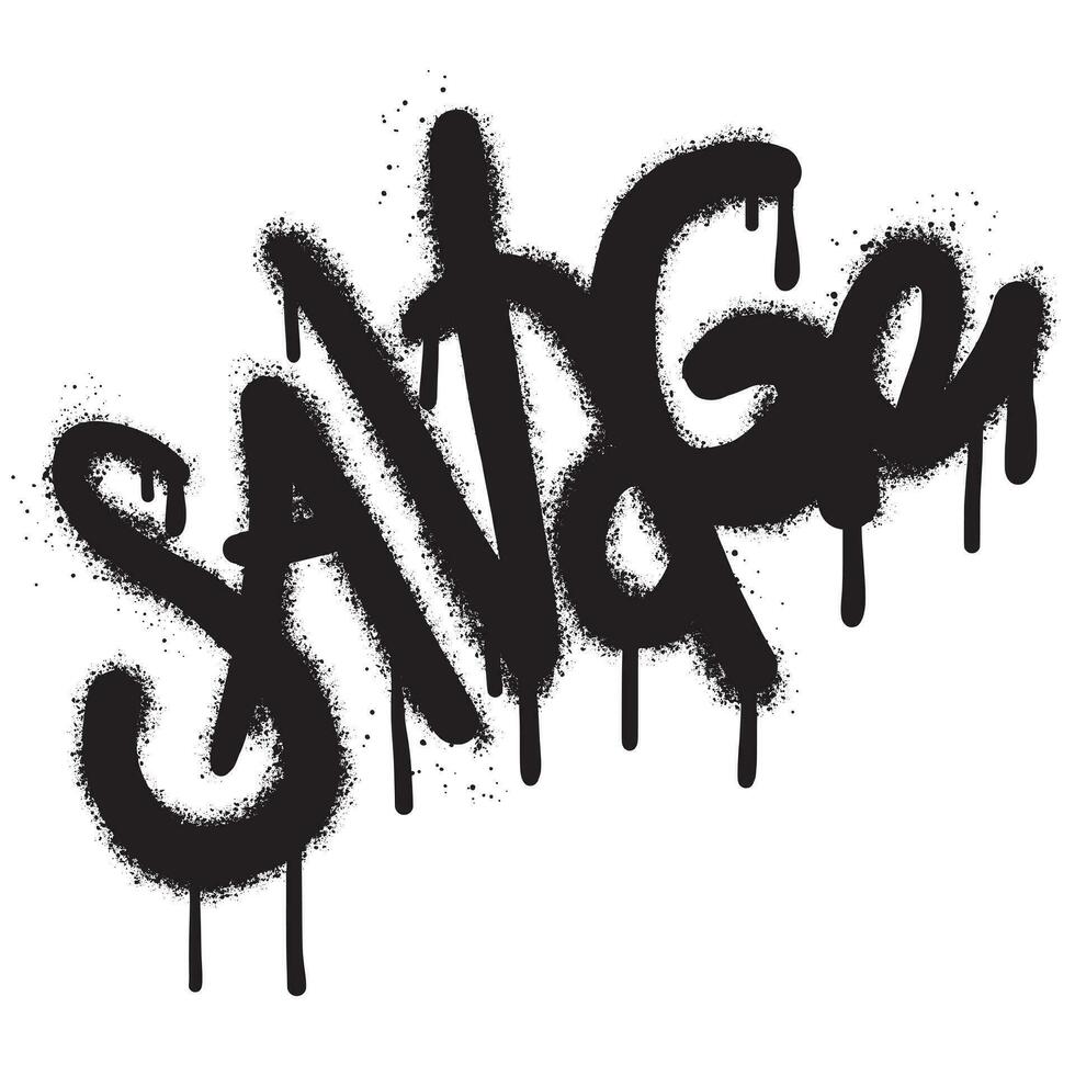 graffiti savage text sprayed in black over white. vector
