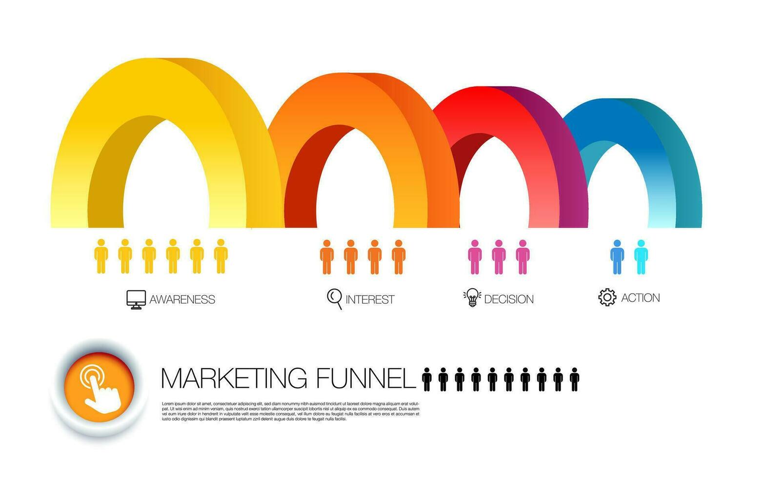 infographic template for business. Tunnel Funnel marketing infographic 4 steps vector