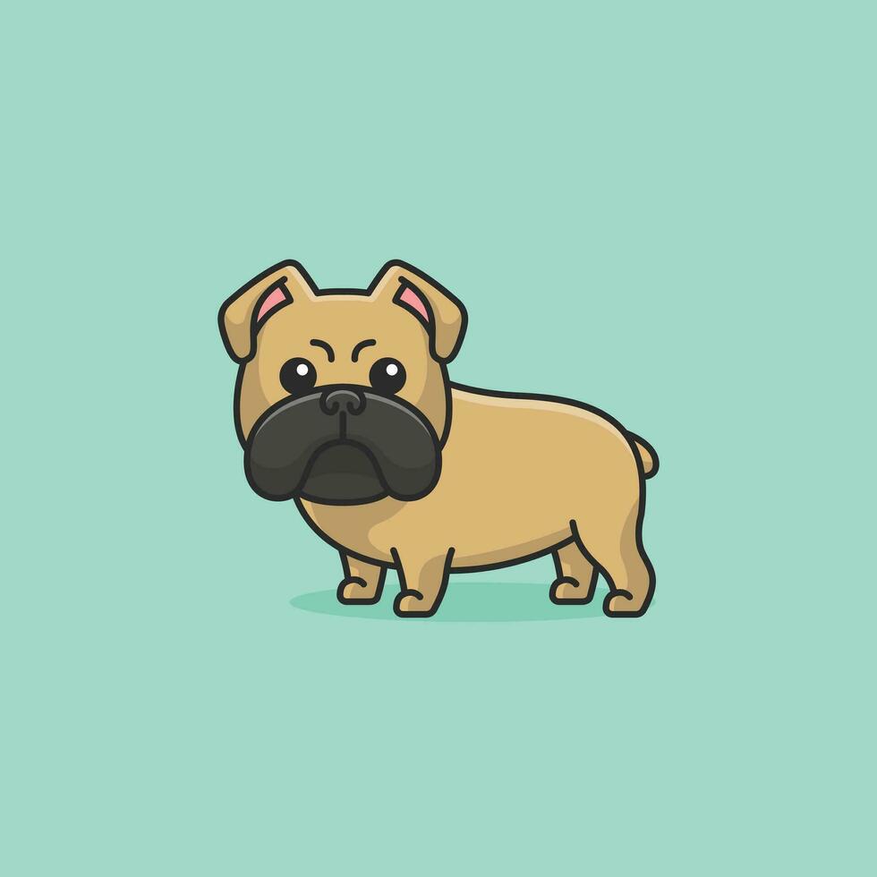 Cute bulldog simple cartoon vector illustration dog breeds nature concept icon isolated