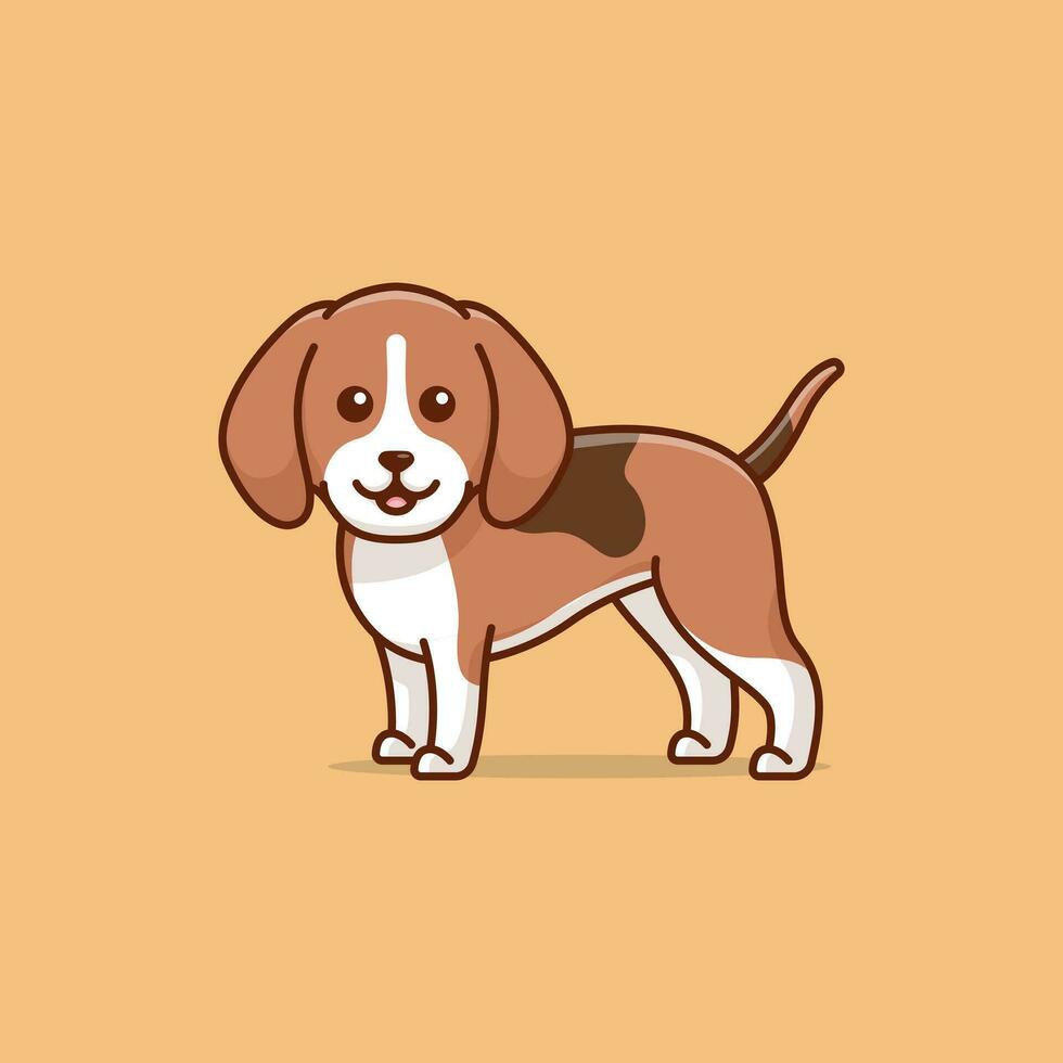 Cute beagle simple cartoon vector illustration dog breeds nature concept icon isolated
