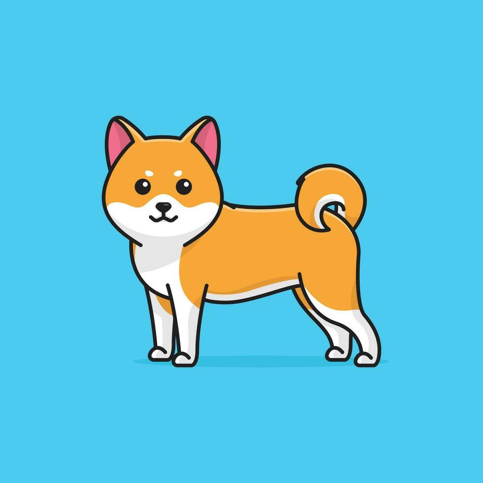 Cute akita simple cartoon vector illustration dog breeds nature concept icon isolated