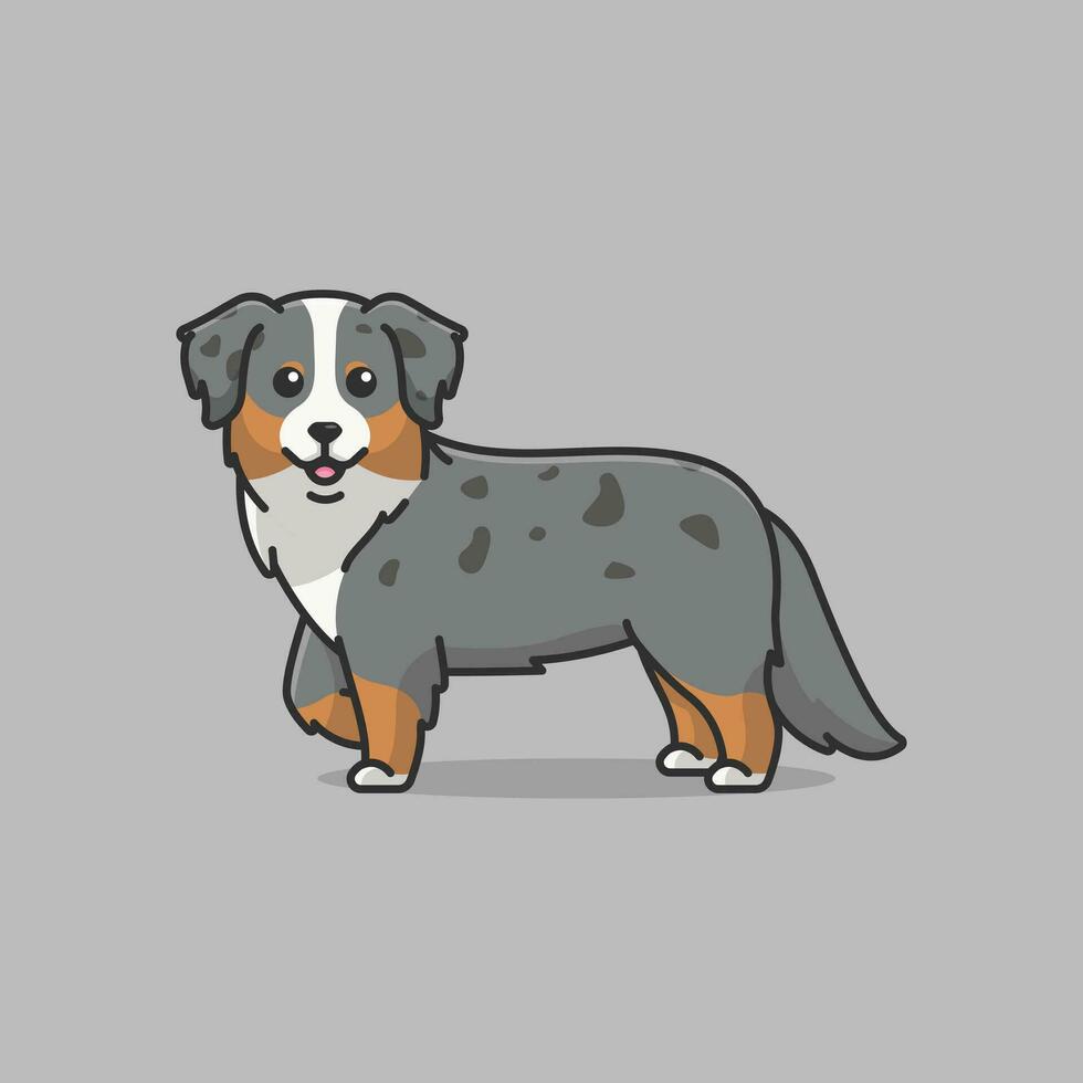 Cute australian shepherd simple cartoon vector illustration dog breeds nature concept icon isolated