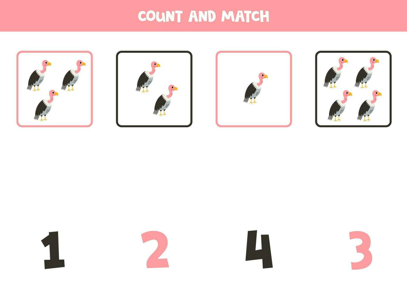 Count all vultures and match with the correct number. vector