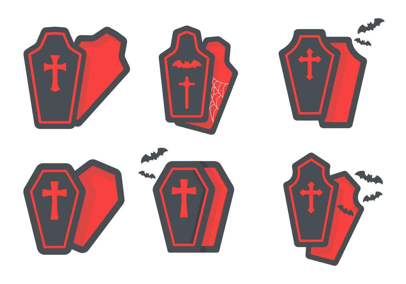 vampire coffin Crosses and vampires fly on Halloween night. vector