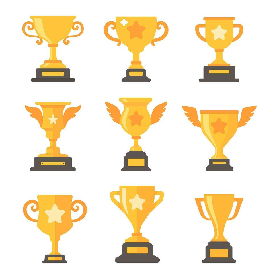 el dorado trofeo de éxito. premios para ganadores de Deportes juegos vector