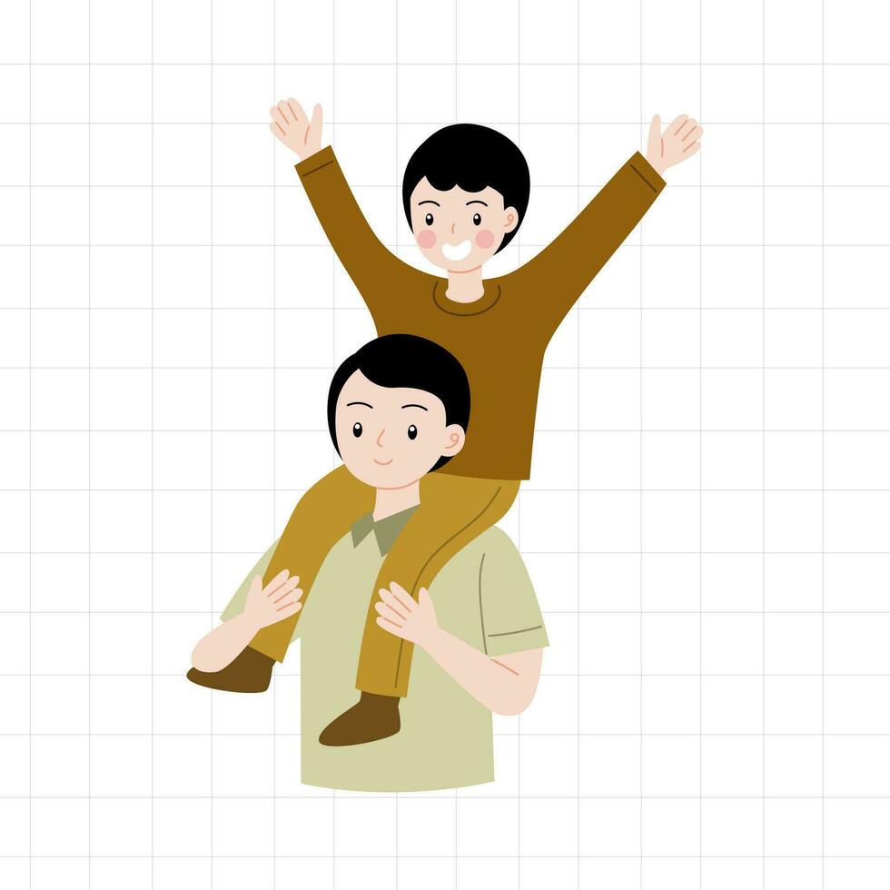 father playing with son happy father's day set vector