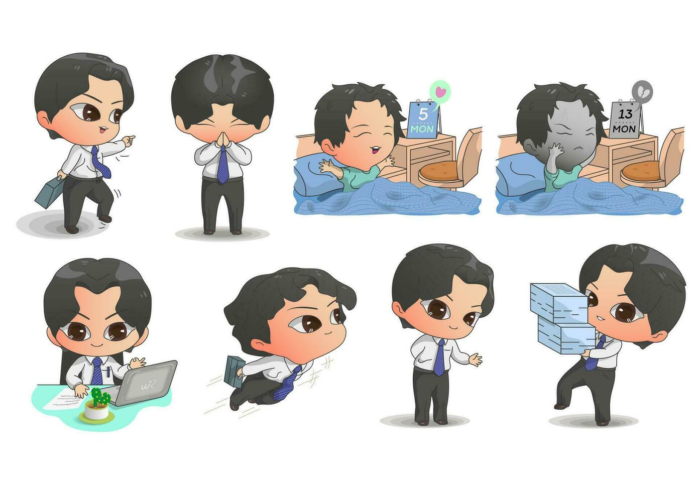 Character cartoon male office worker. vector illustration 01