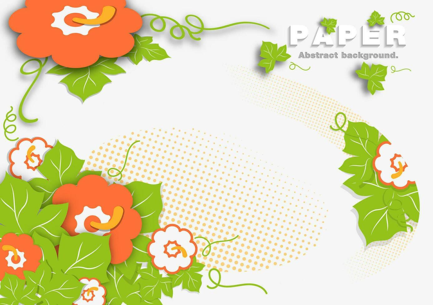 Pumpkin leaves, paper cut style. Abstract Background, vector illustration. 01