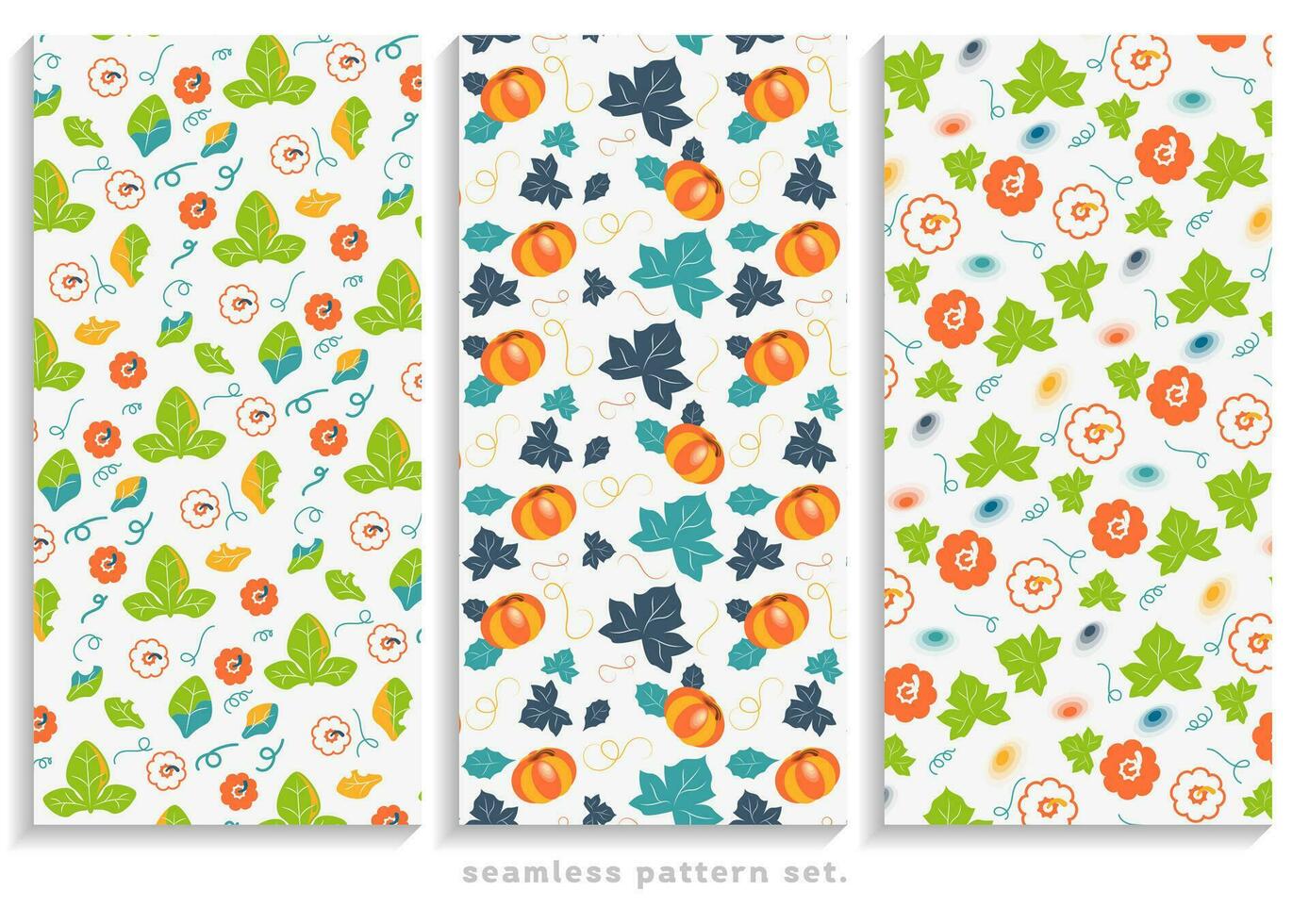 Pumpkin leaves, Seamless pattern. Abstract background. texture design print set. vector illustration.