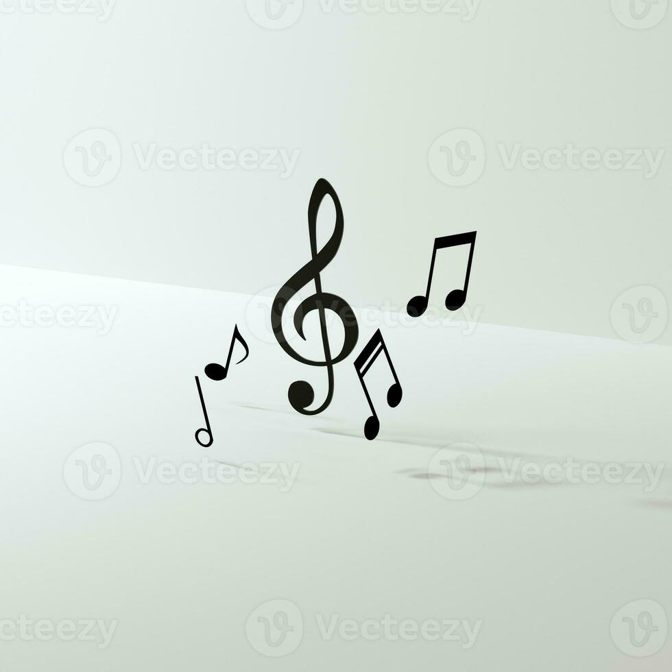 Black music notes with white background, 3d rendering. photo