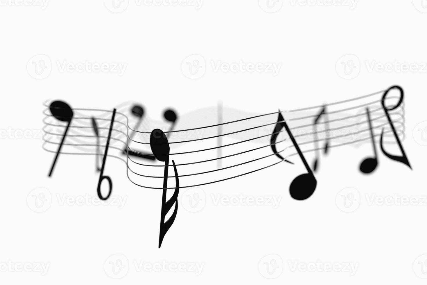 Black music notes with white background, 3d rendering. photo