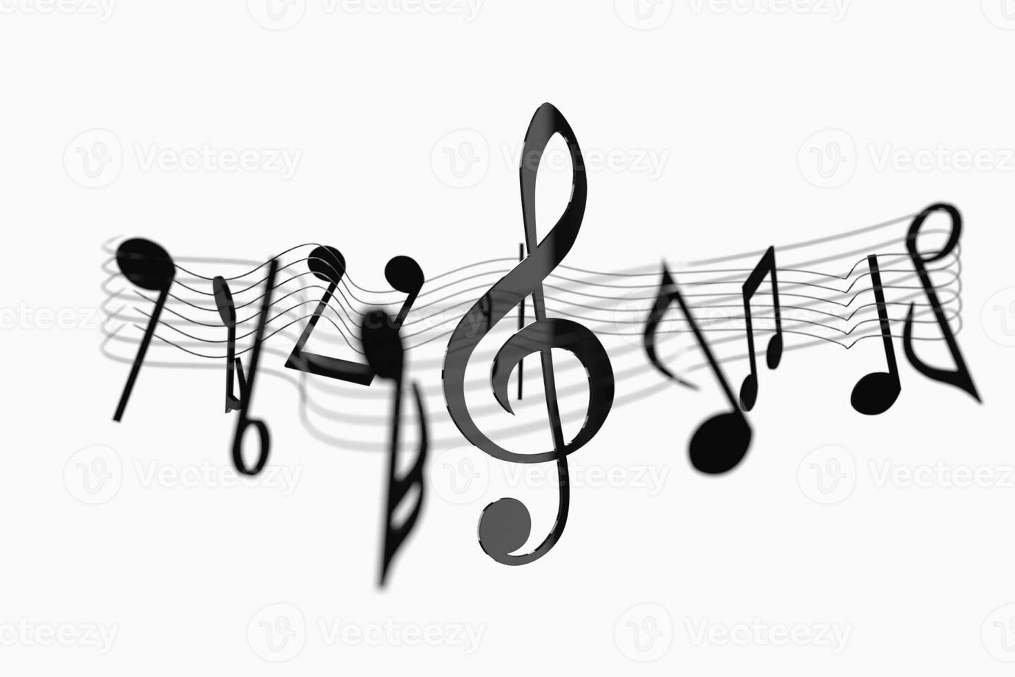 Black music notes with white background, 3d rendering. photo