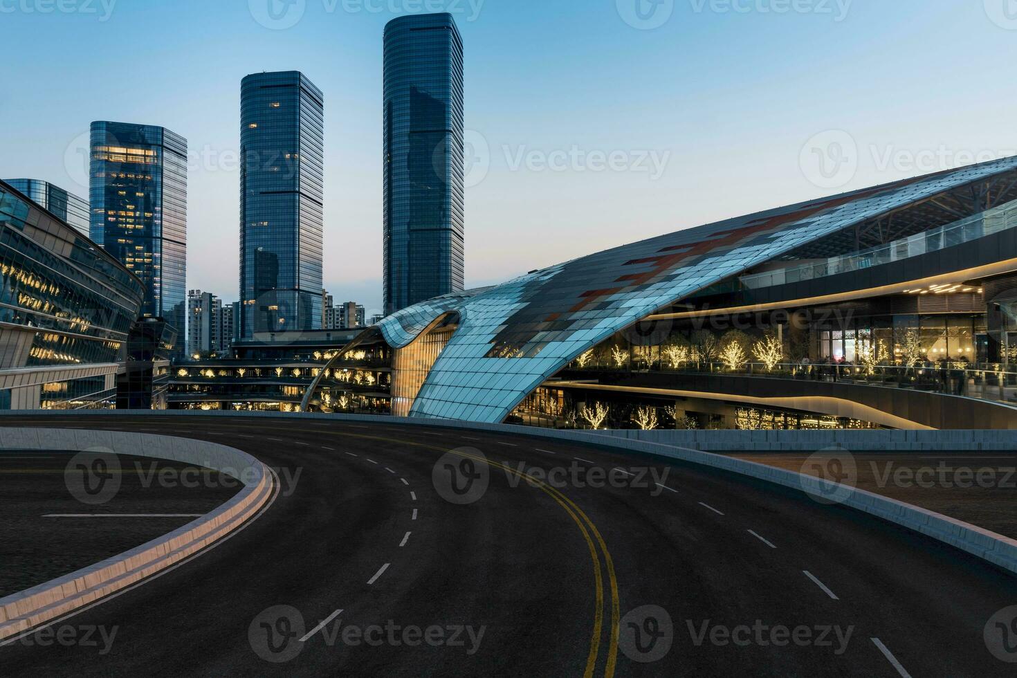 Asphalt road and urban building of Suzhou, driveway and road. photo
