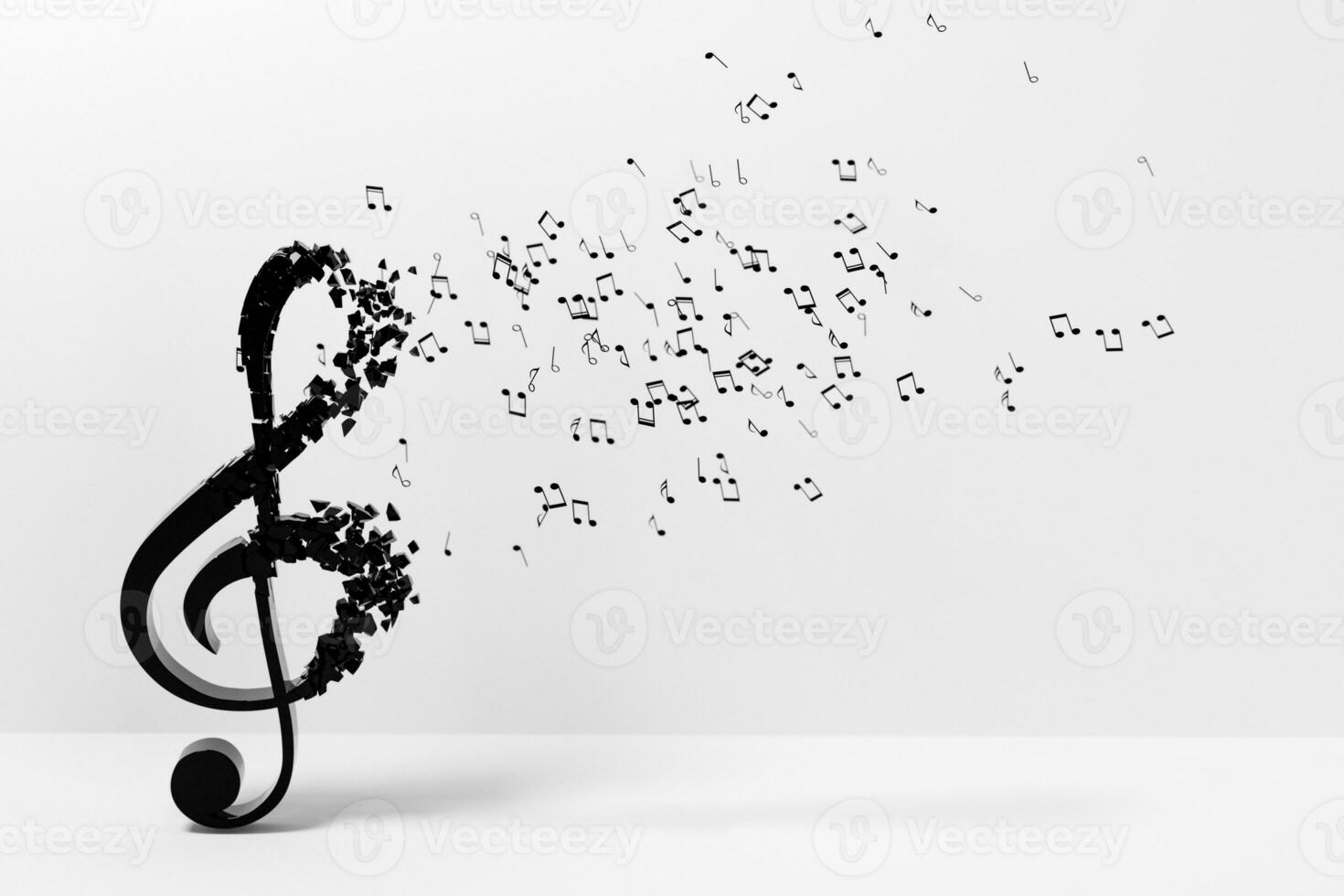 Black music notes with white background, 3d rendering. photo