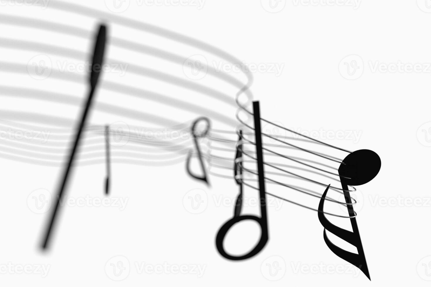 Black music notes with white background, 3d rendering. photo