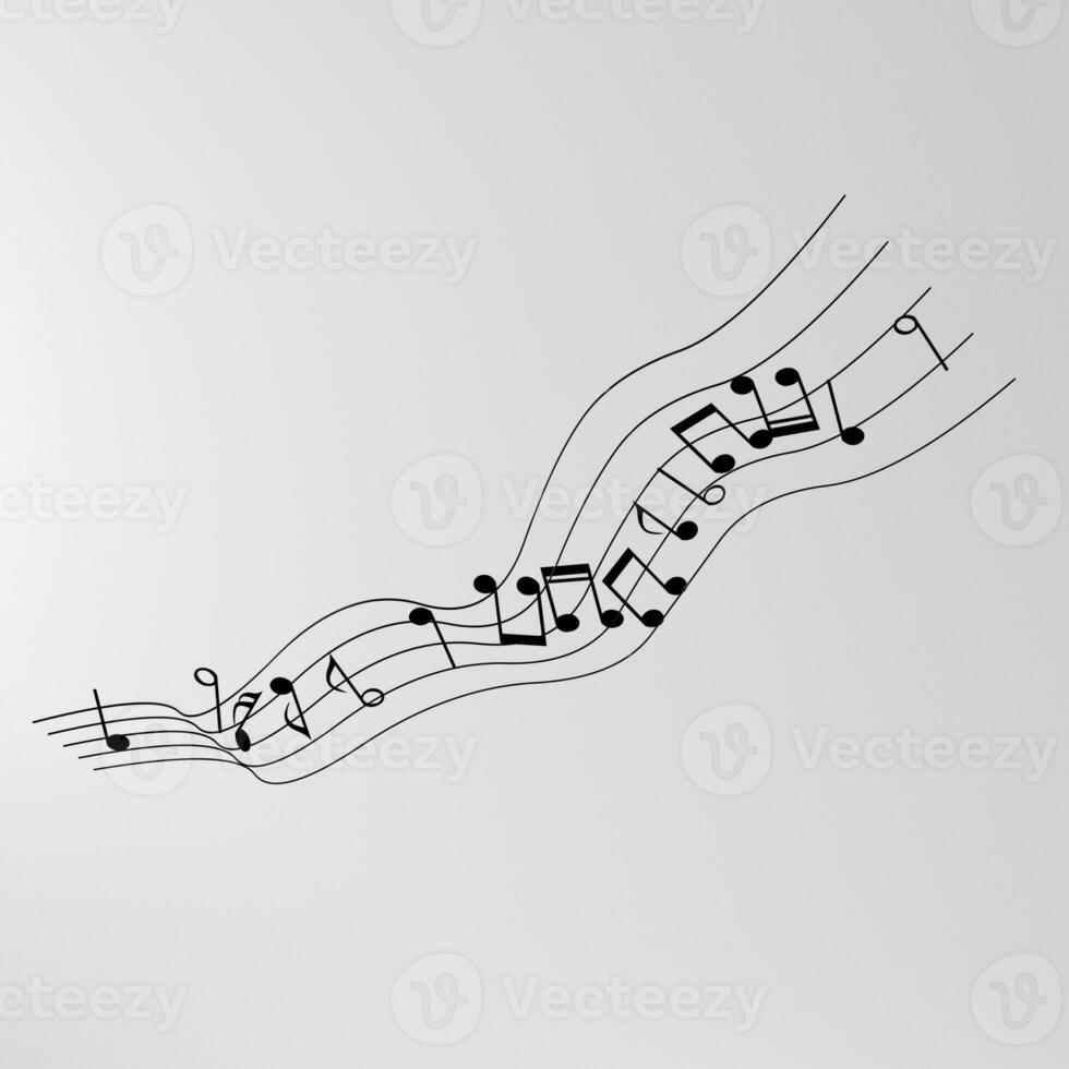 Black music notes with white background, 3d rendering. photo