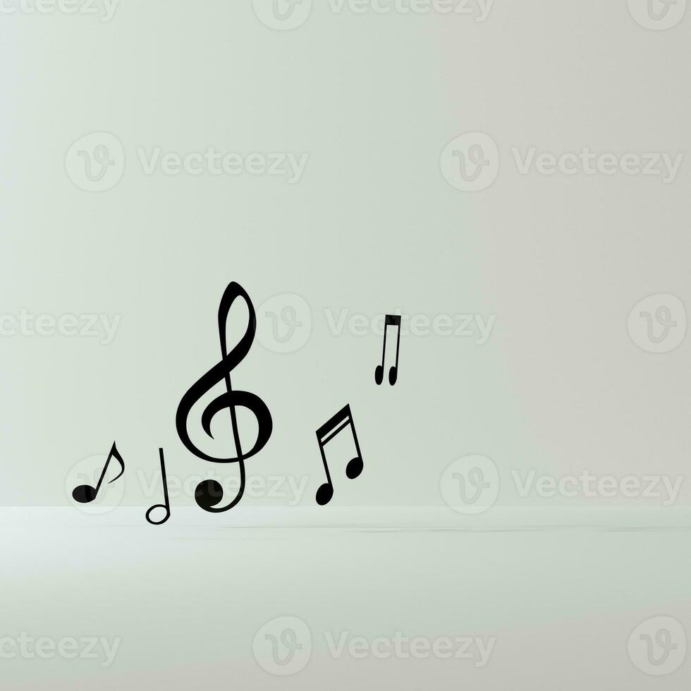 negro música notas con blanco fondo, 3d representación. foto