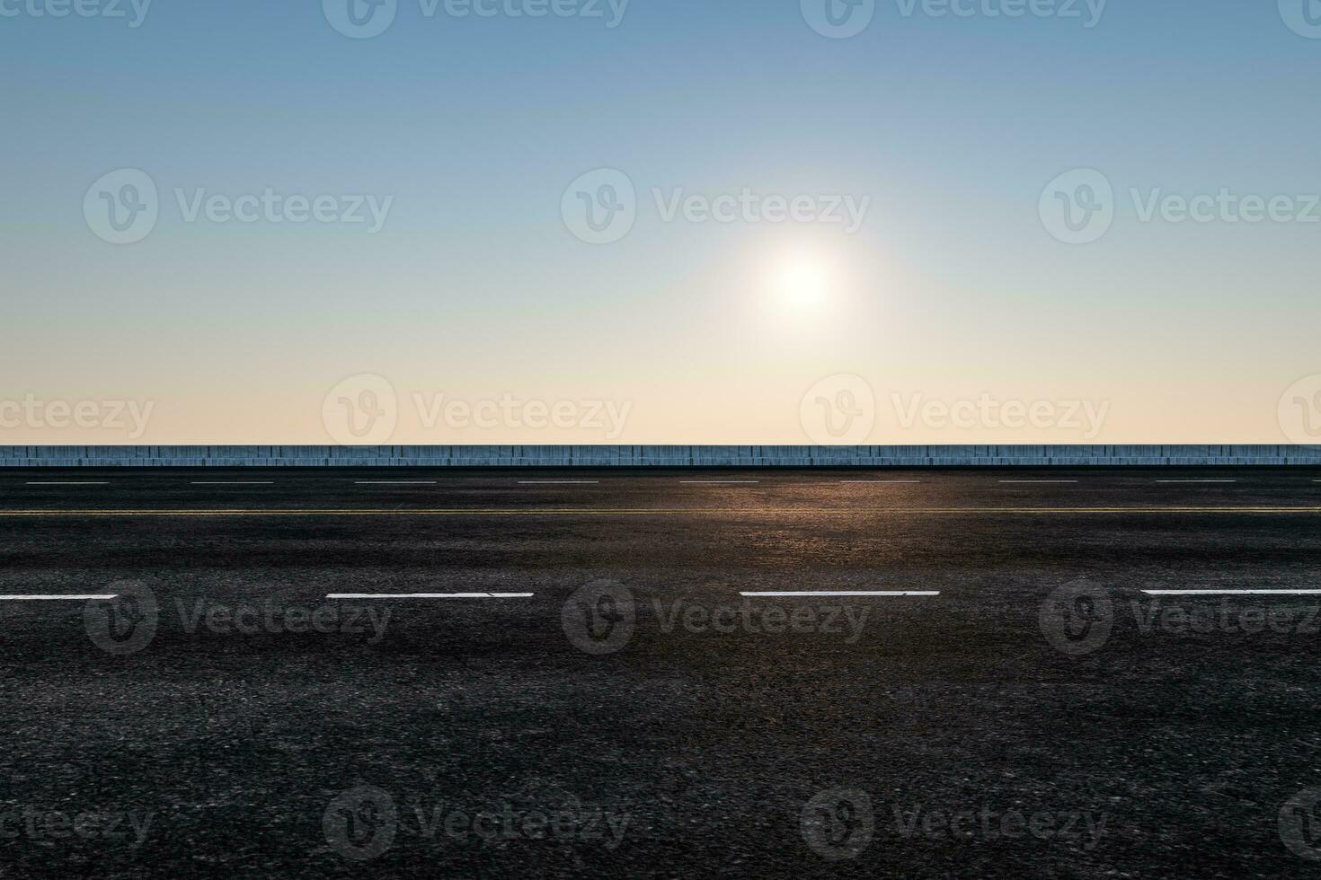 The empty Asphalt road and daylight sky and sunshine. photo